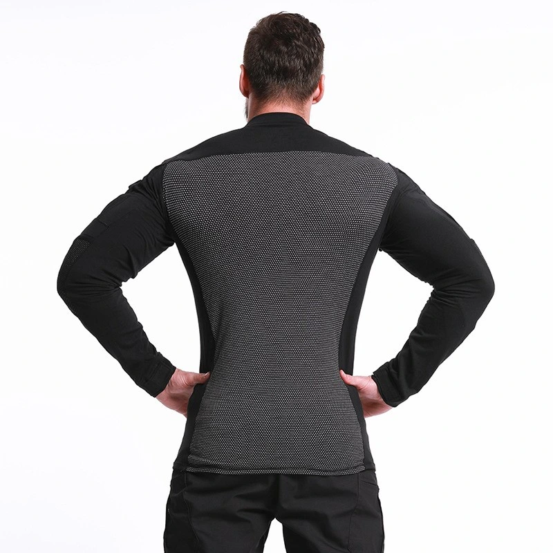 Black Outdoor Sports Suit Training Tactical Thermal Underwear for Men