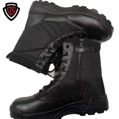 Duplo seguro pronto para enviar Breathabke preto estilo policial leve antiderrapante militar tático botas de segurança de combate