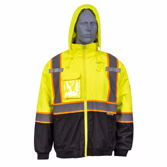 Mangas removíveis reflexivas de segurança com capuz forrado de lã acolchoado poliéster repelente à prova d'água e roupa de trabalho respirável jaqueta Tc Hi Vis Chaqueta Reflec